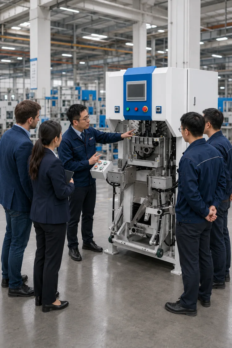 Group inspecting an air-flow valve bag packing machine