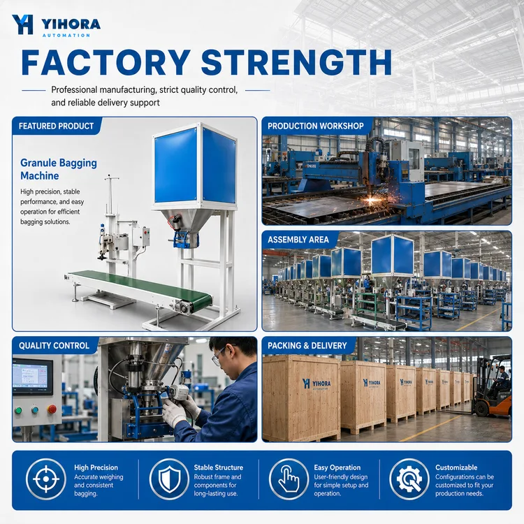 Granule bagging machine production, inspection and packing photo panel